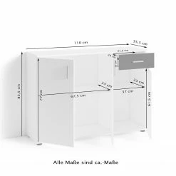Fredriks Kommode Chippewa II - Weiß / Eiche Dekor -Wohnzimmermöbel boutique en ligne 1000283878 210805 14244800403 SKETCH DETAILS P000000001000283878 sketch