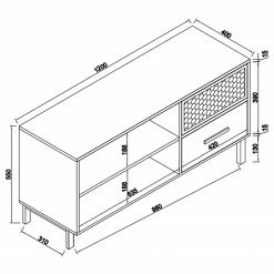 Red Living TV-Lowboard Ruhla - Braun / Schwarz -Wohnzimmermöbel boutique en ligne 1000284003 220616 500 SKETCH DETAILS P000000001000284003 sketch