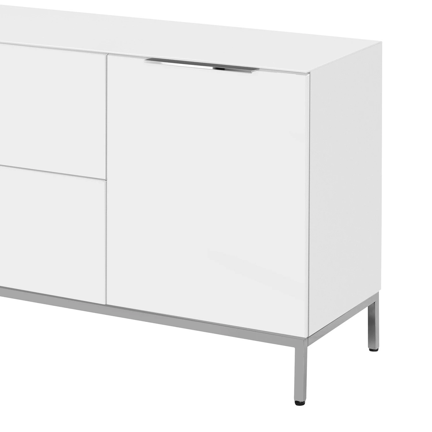 Maja Möbel TV-Lowboard Trend - Glas - Hochglanz Weiß / Chrom 4 Maja Möbel TV-Lowboard Trend - Glas - Hochglanz Weiß / Chrom – Bild 4