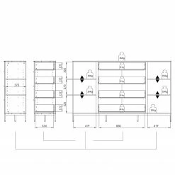 Maja Möbel Sideboard Trend - Glas - Hochglanz Weiß / Chrom -Wohnzimmermöbel boutique en ligne 1000284207 210804 14342400015 SKETCH DETAILS P000000001000284207 sketch