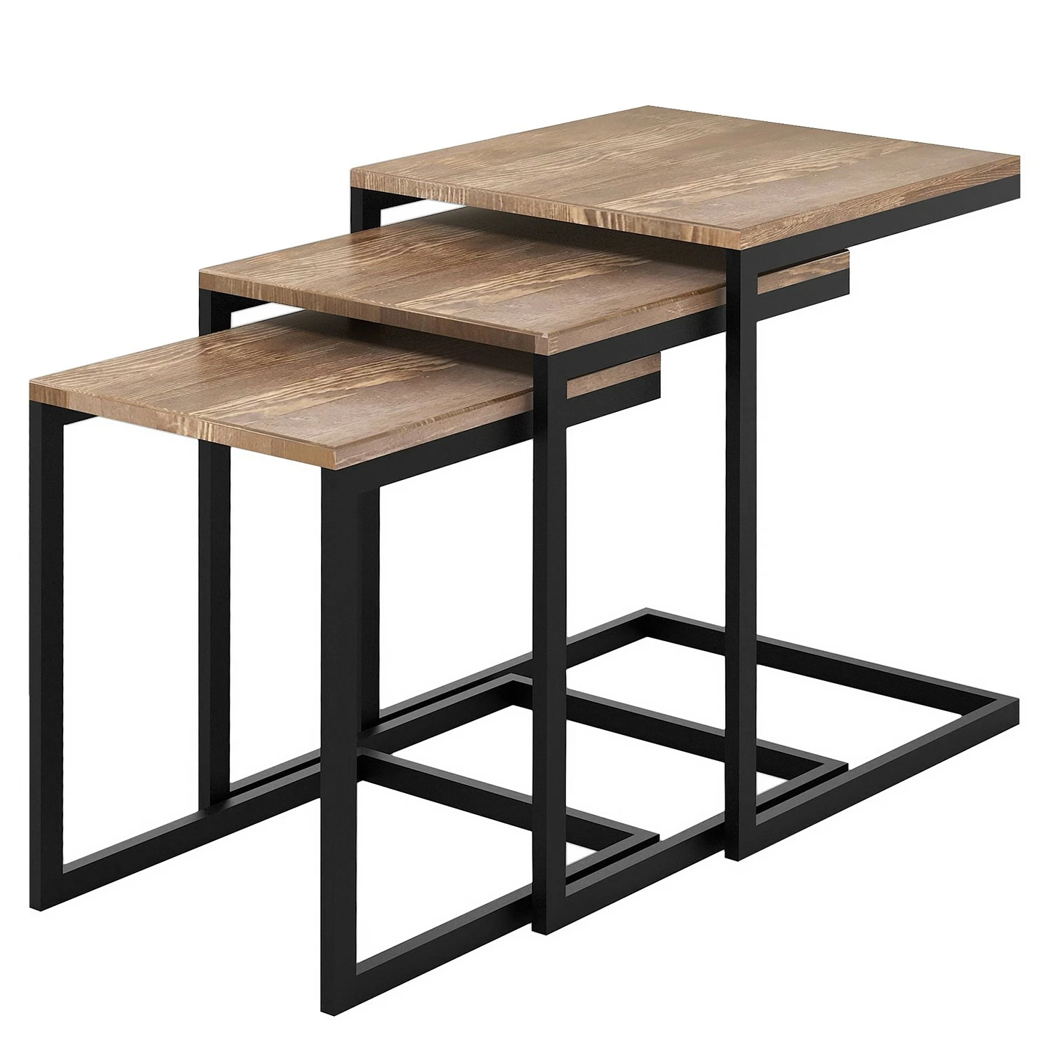 Red Living Beistelltisch Elyrie (3er-Set) - Kiefer massiv / Metall - Kiefer / Schwarz 1 Red Living Beistelltisch Elyrie (3er-Set) - Kiefer massiv / Metall - Kiefer / Schwarz