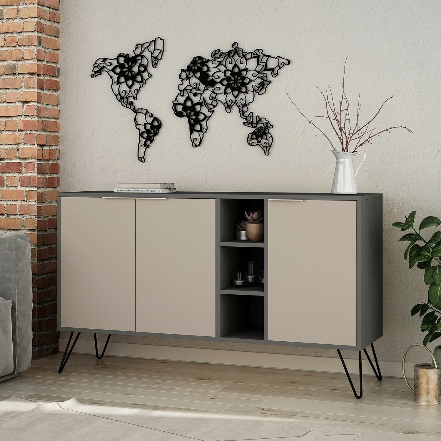 Loftscape Sideboard Caceres - Metall - Mocha / Grau 2 Loftscape Sideboard Caceres - Metall - Mocha / Grau – Bild 2