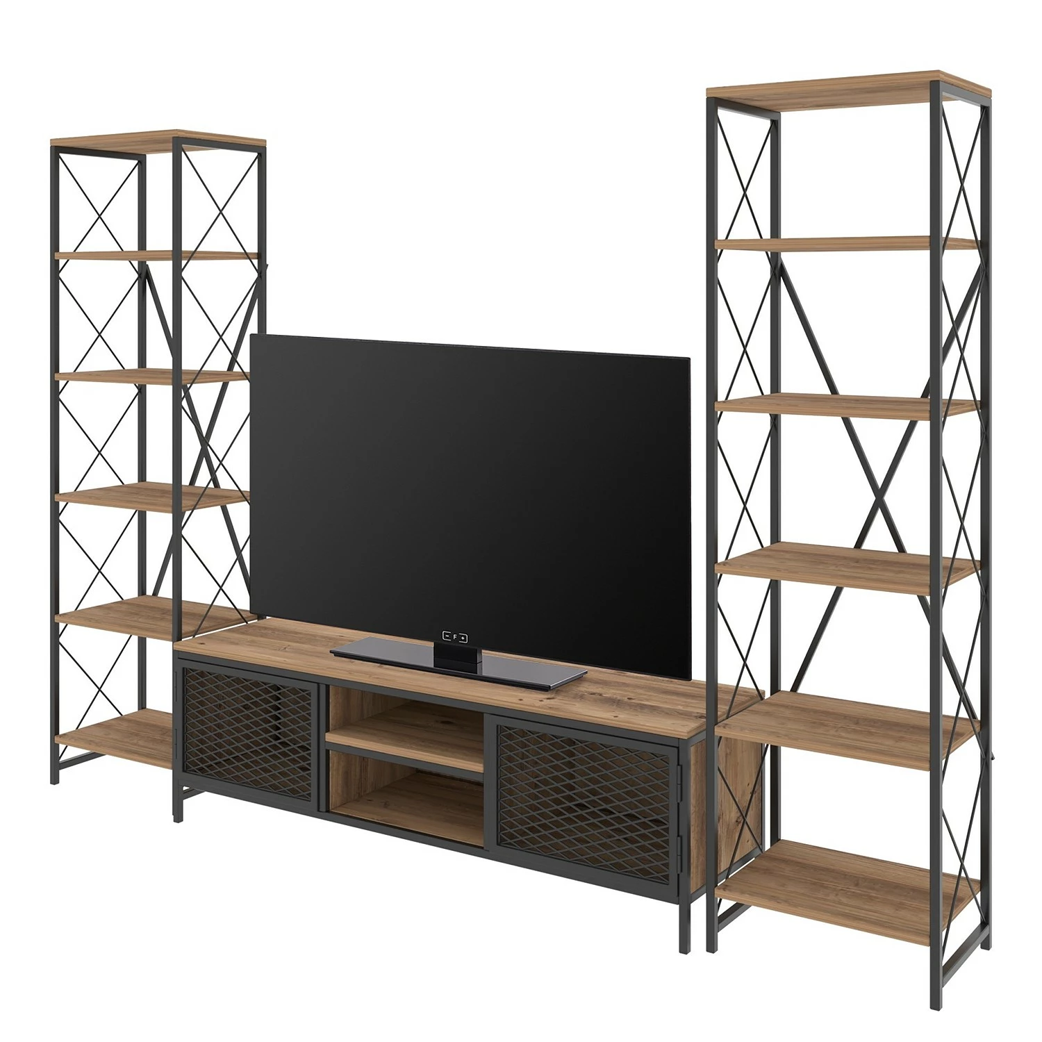 Red Living Wohnwand Jonas (3-teilig) - Metall - Eiche Dekor / Anthrazit 4 Red Living Wohnwand Jonas (3-teilig) - Metall - Eiche Dekor / Anthrazit – Bild 4