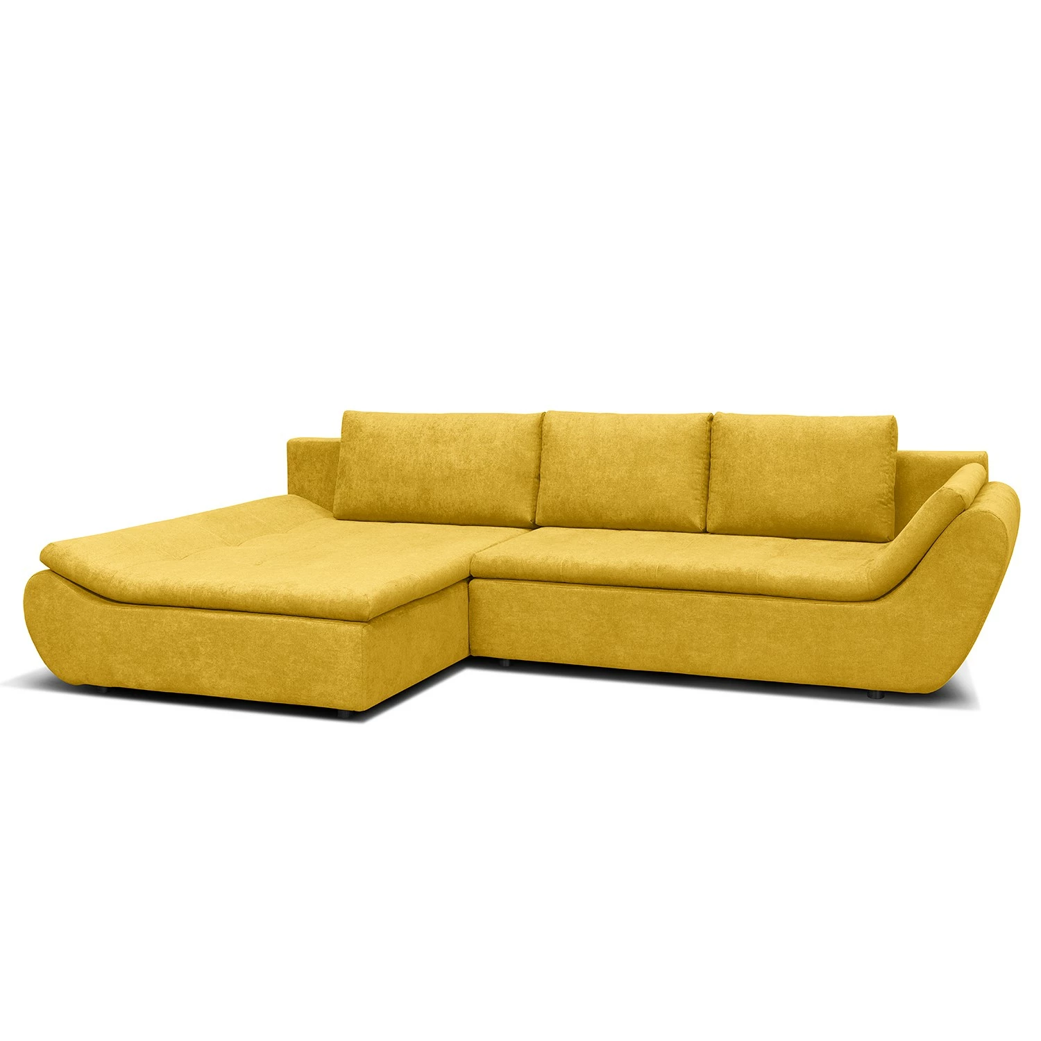 Loftscape Ecksofa Borga - Flachgewebe - Flachgewebe Sole: Senfgelb - Longchair davorstehend links 1 Loftscape Ecksofa Borga - Flachgewebe - Flachgewebe Sole: Senfgelb - Longchair davorstehend links