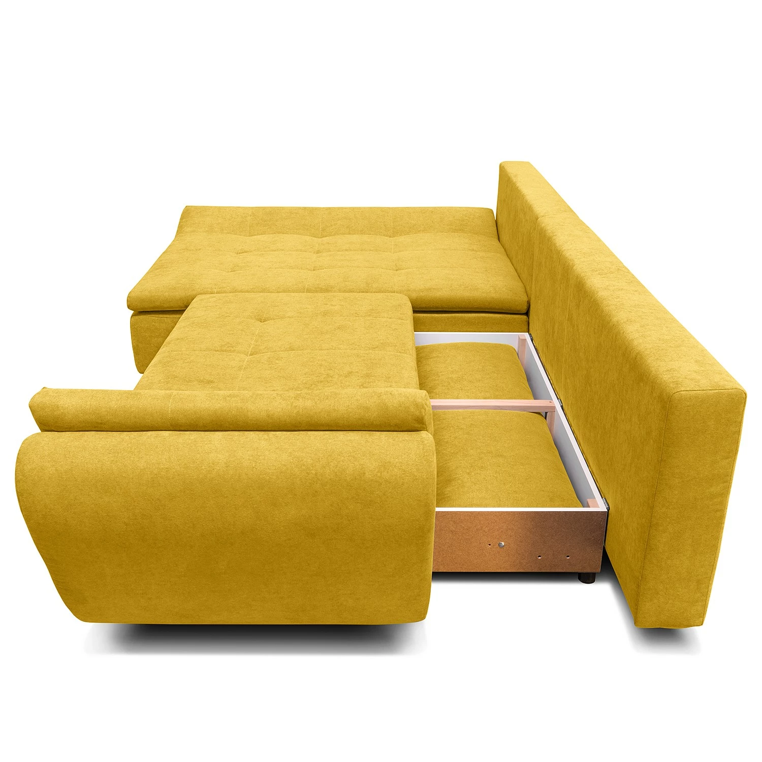 Loftscape Ecksofa Borga - Flachgewebe - Flachgewebe Sole: Senfgelb - Longchair davorstehend links 5 Loftscape Ecksofa Borga - Flachgewebe - Flachgewebe Sole: Senfgelb - Longchair davorstehend links – Bild 5