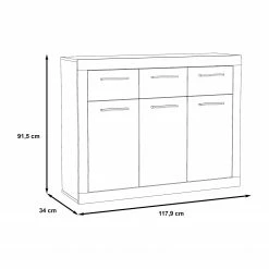Loftscape Kommode Ballito - Weiß / Sandeiche Dekor - Breite: 118 cm 7 Loftscape Kommode Ballito - Weiß / Sandeiche Dekor - Breite: 118 cm -Wohnzimmermöbel boutique en ligne 1000285708 210813 14515600054 SKETCH DETAILS P000000001000285708 sketch