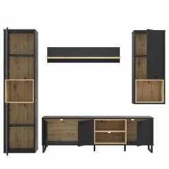 Loftscape Wohnwand Mazzo (4-teilig) - Schwarz / Eiche Artisan Dekor -Wohnzimmermöbel boutique en ligne 1000285804 210819 12212500085 DETAILS P000000001000285804