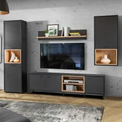 Loftscape Wohnwand Mazzo (4-teilig) - Schwarz / Eiche Artisan Dekor