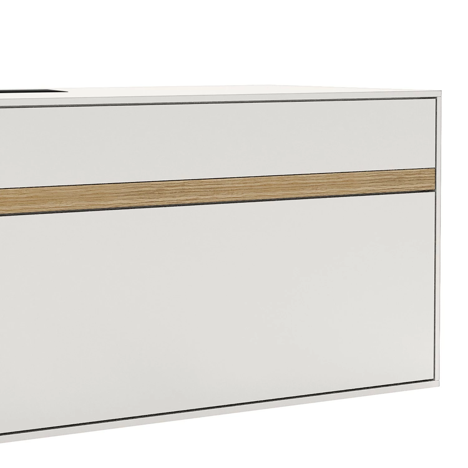 GWINNER Lowboard Calea I - Echtholzfurnier - Matt Weiß / Eiche - Schublade links 3 GWINNER Lowboard Calea I - Echtholzfurnier - Matt Weiß / Eiche - Schublade links – Bild 3