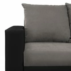 Loftscape Ecksofa Drayton - Kunstleder; Microfaser - Echtleder Soka / Microfaser Miako: Schwarz / Grau - Ottomane davorstehend rechts - Mit Hocker -Wohnzimmermöbel boutique en ligne 1000287694 210910 11443801482 DETAILS P000000001000287694