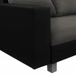 Loftscape Ecksofa Drayton - Kunstleder; Microfaser - Echtleder Soka / Microfaser Miako: Schwarz / Grau - Ottomane davorstehend rechts - Mit Hocker -Wohnzimmermöbel boutique en ligne 1000287694 210910 11443801483 DETAILS P000000001000287694