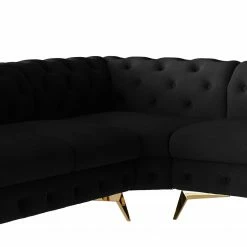 Jack & Alice Ecksofa Laviva V - Samt Ravi: Schwarz - 323 x 200 cm - Ausrichtung rechts -Wohnzimmermöbel boutique en ligne 1000288800 220325 060 DETAILS P000000001000288800