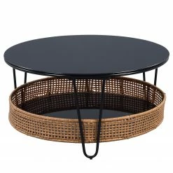 Loftscape Couchtisch Ginessa - Glas / Metall - Hellbraun