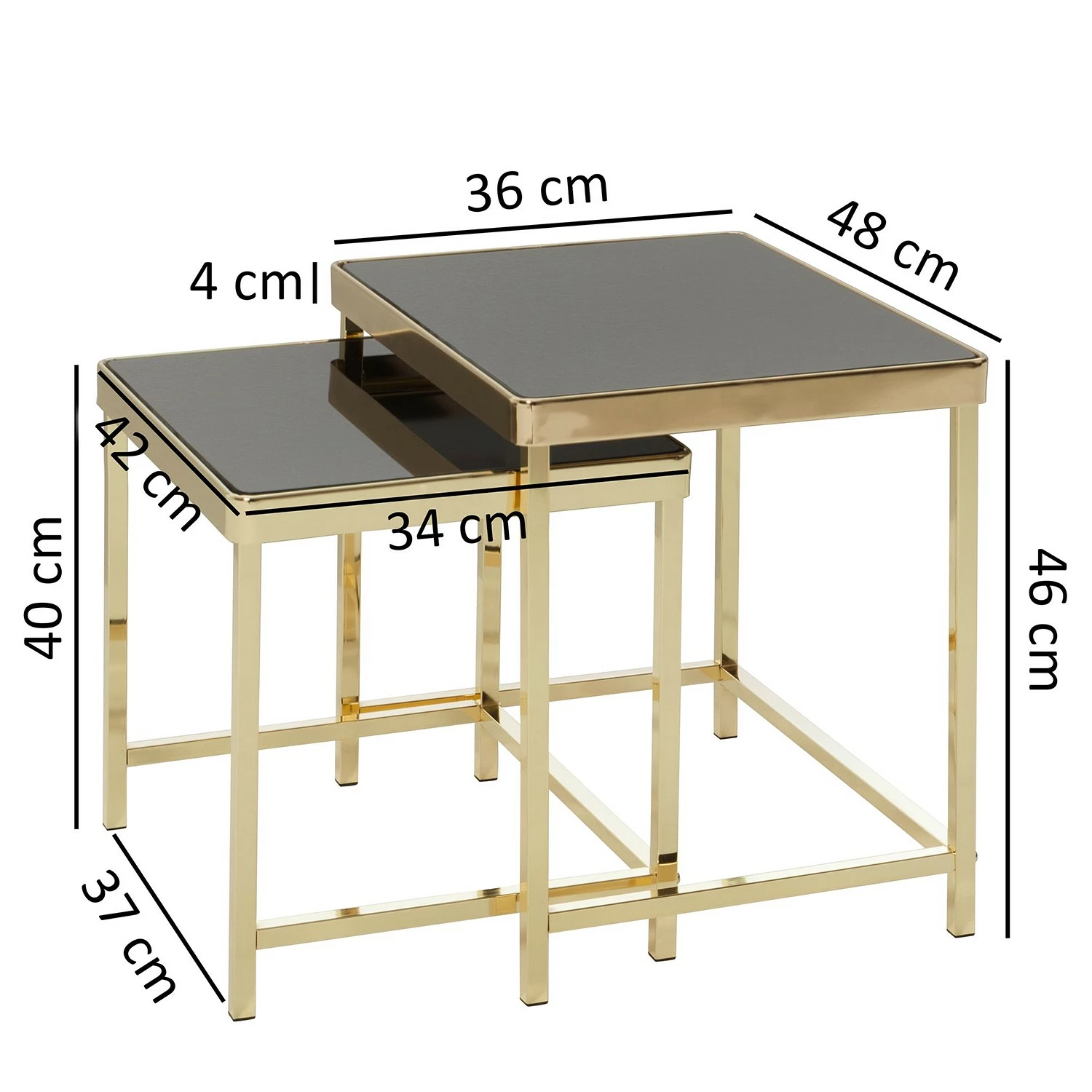 Red Living Beistelltisch Vilho (2er-Set) - Glas / Metall - Schwarz / Gold 6 Red Living Beistelltisch Vilho (2er-Set) - Glas / Metall - Schwarz / Gold – Bild 6