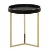 Red Living Beistelltisch Emmerson - Tulpenbaum massiv / Metall - Schwarz / Gold