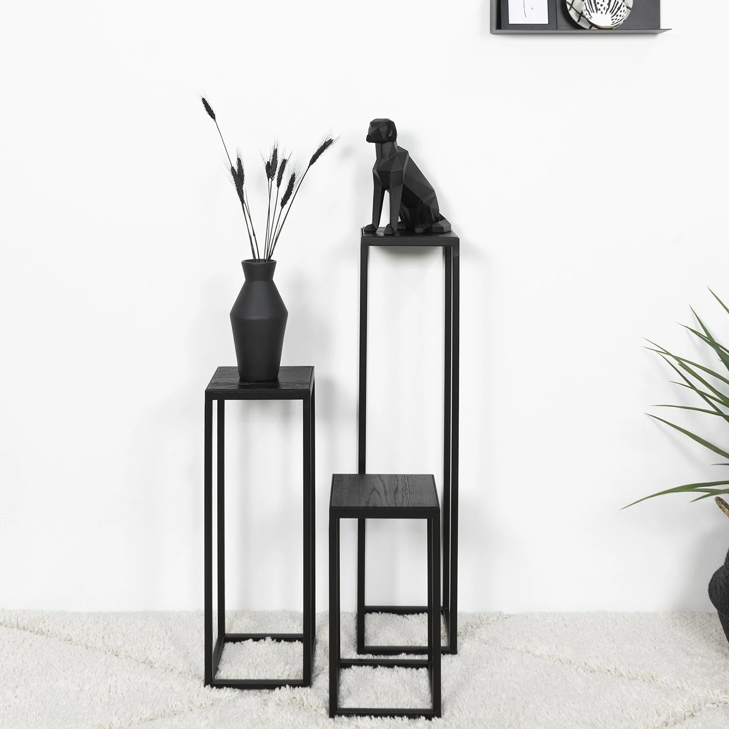 Red Living Beistelltisch Dareton II - Eiche massiv / Metall - Eiche Schwarz / Schwarz - Höhe: 90 cm 2 Red Living Beistelltisch Dareton II - Eiche massiv / Metall - Eiche Schwarz / Schwarz - Höhe: 90 cm – Bild 2