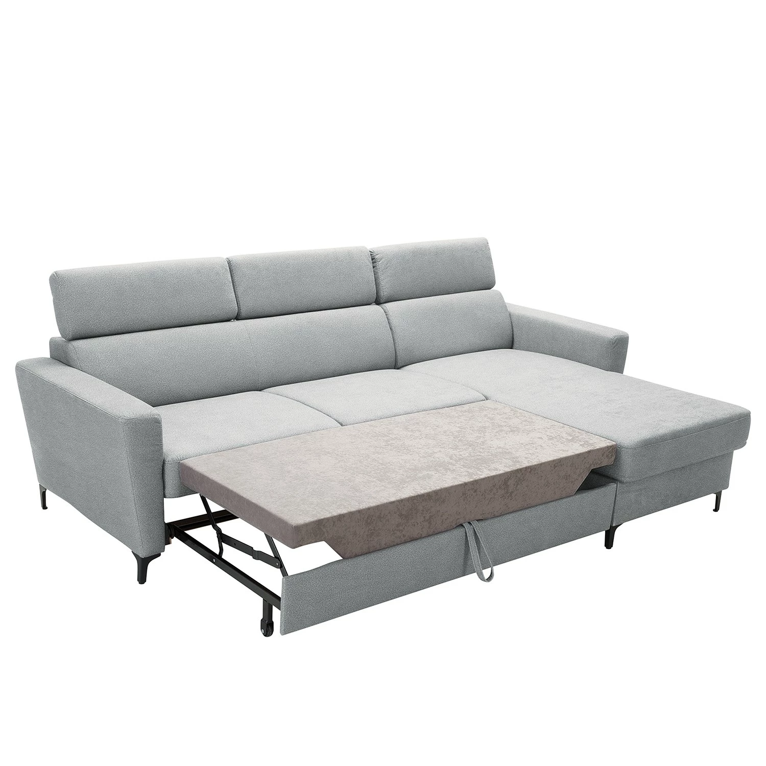 Fredriks Ecksofa Landaff I - Webstoff Sioma: Hellgrau - Longchair davorstehend rechts - Mit Schlaffunktion - Ohne Hocker 3 Fredriks Ecksofa Landaff I - Webstoff Sioma: Hellgrau - Longchair davorstehend rechts - Mit Schlaffunktion - Ohne Hocker – Bild 3