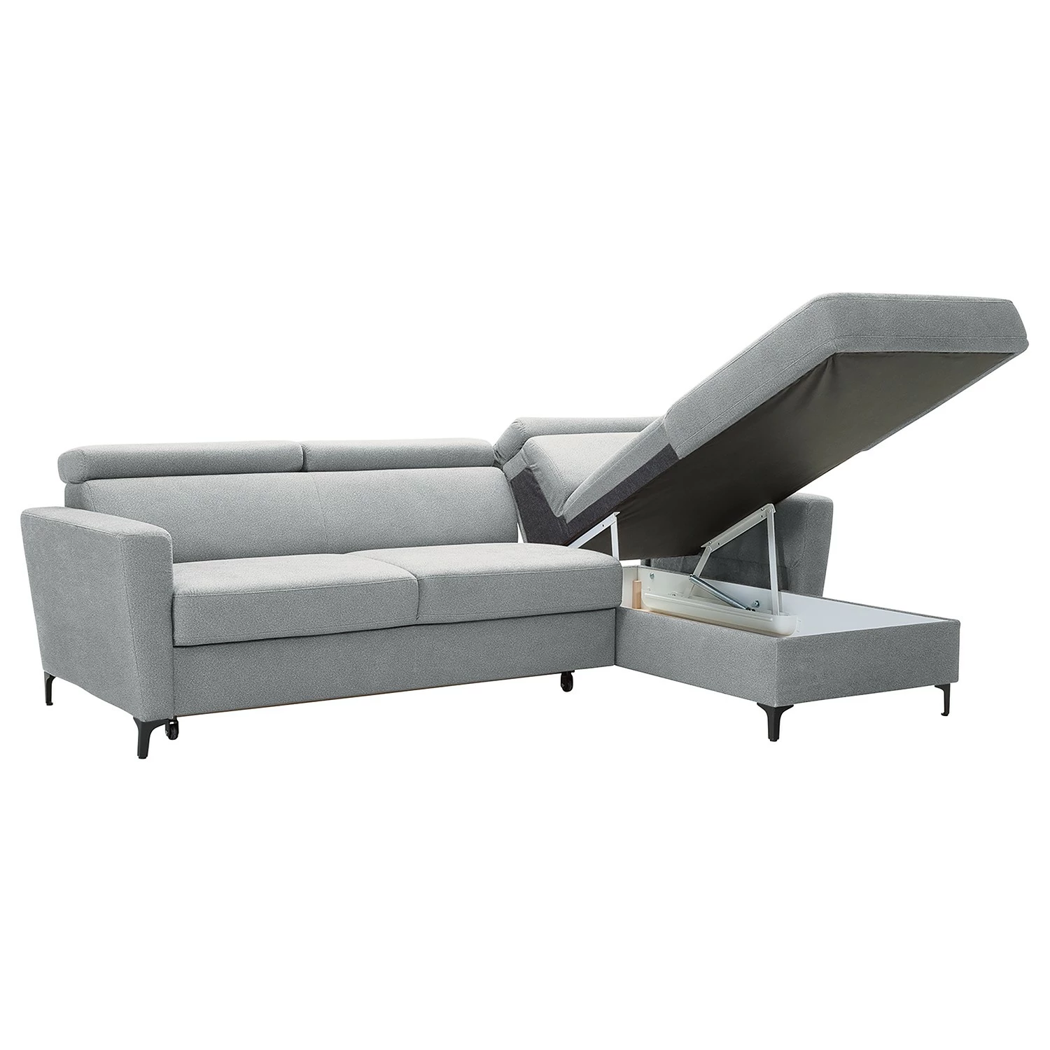 Fredriks Ecksofa Landaff I - Webstoff Sioma: Hellgrau - Longchair davorstehend rechts - Mit Schlaffunktion - Ohne Hocker 4 Fredriks Ecksofa Landaff I - Webstoff Sioma: Hellgrau - Longchair davorstehend rechts - Mit Schlaffunktion - Ohne Hocker – Bild 4