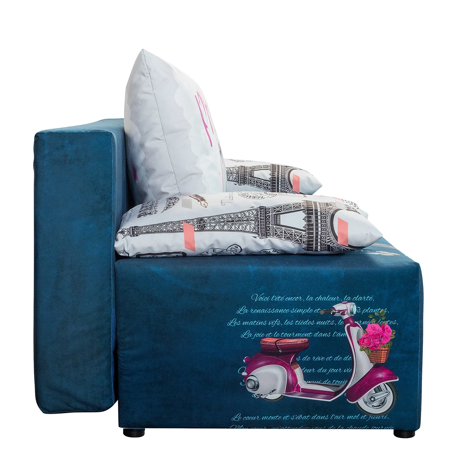 Mooved Schlafsofa Gabun - Flachgewebe - Blau / Weiß - Keine Unterfederung 4 Mooved Schlafsofa Gabun - Flachgewebe - Blau / Weiß - Keine Unterfederung – Bild 4