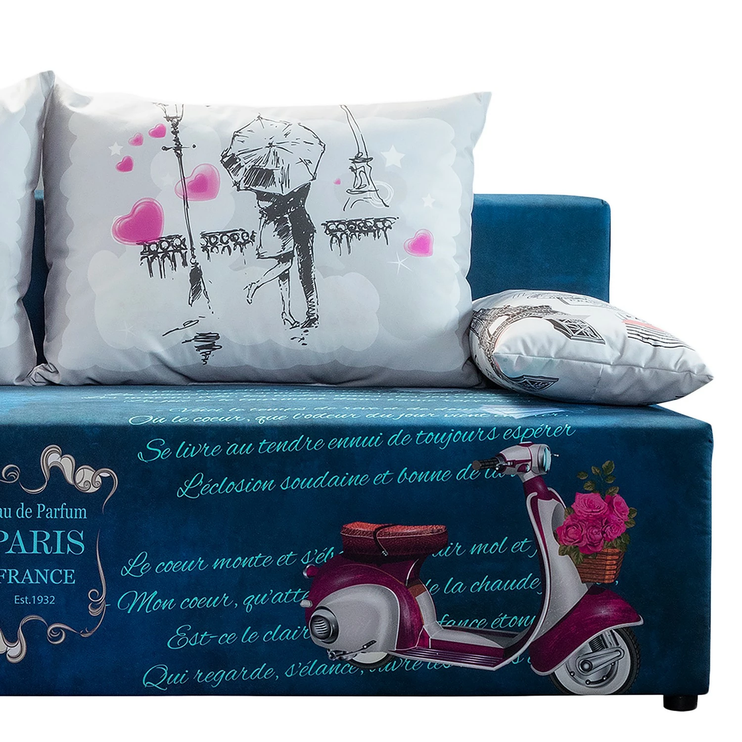 Mooved Schlafsofa Gabun - Flachgewebe - Blau / Weiß - Keine Unterfederung 8 Mooved Schlafsofa Gabun - Flachgewebe - Blau / Weiß - Keine Unterfederung – Bild 8