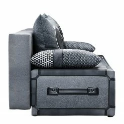 Mooved Schlafsofa Gabun - Flachgewebe - Blau / Silber - Wellenunterfederung -Wohnzimmermöbel boutique en ligne 1000296971 211018 10254002621 DETAILS P000000001000296971