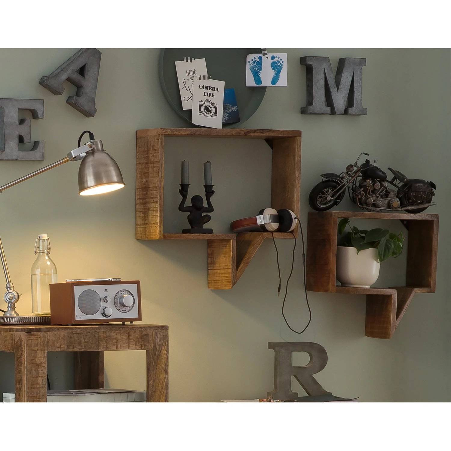 Norrwood Wandregal Darvel (2er-Set) - Mango massiv 2 Norrwood Wandregal Darvel (2er-Set) - Mango massiv – Bild 2