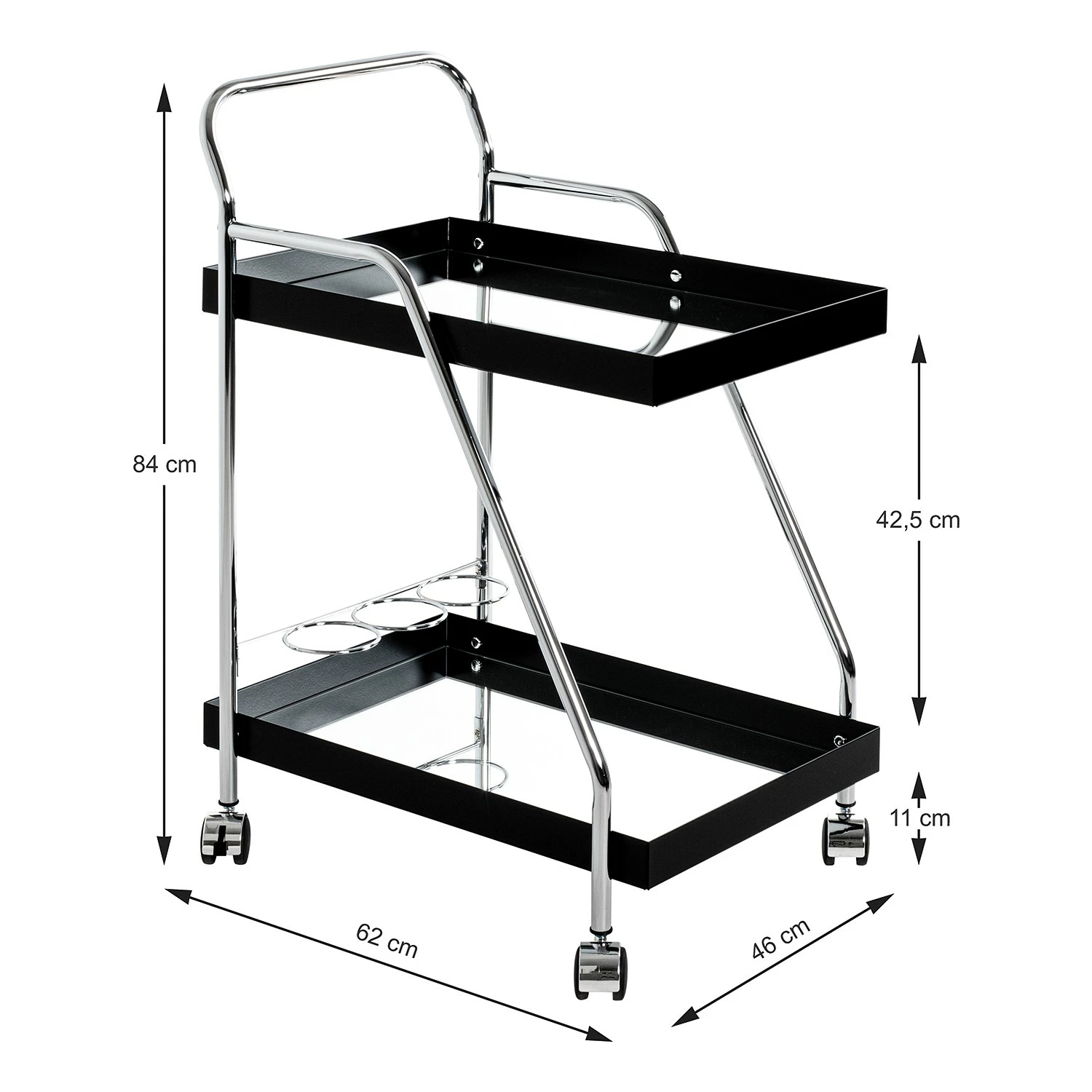 Loftscape Servierwagen Altamura - Glas / Metall - Schwarz / Chrom 5 Loftscape Servierwagen Altamura - Glas / Metall - Schwarz / Chrom – Bild 5