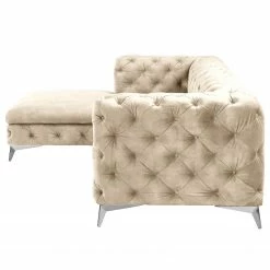 Ecksofa Merlin II - Samt Tomi: Creme - Longchair davorstehend links -Wohnzimmermöbel boutique en ligne 1000299174 211214 18052303018 DETAILS P000000001000299174