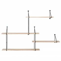 Red Living Wandregal Hanno - Paulownia massiv / Metall - Paulownia / Schwarz