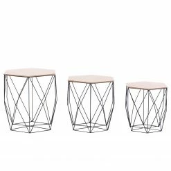 FLHF Beistelltisch Steria (3er-Set) - Akazie Dekor / Schwarz