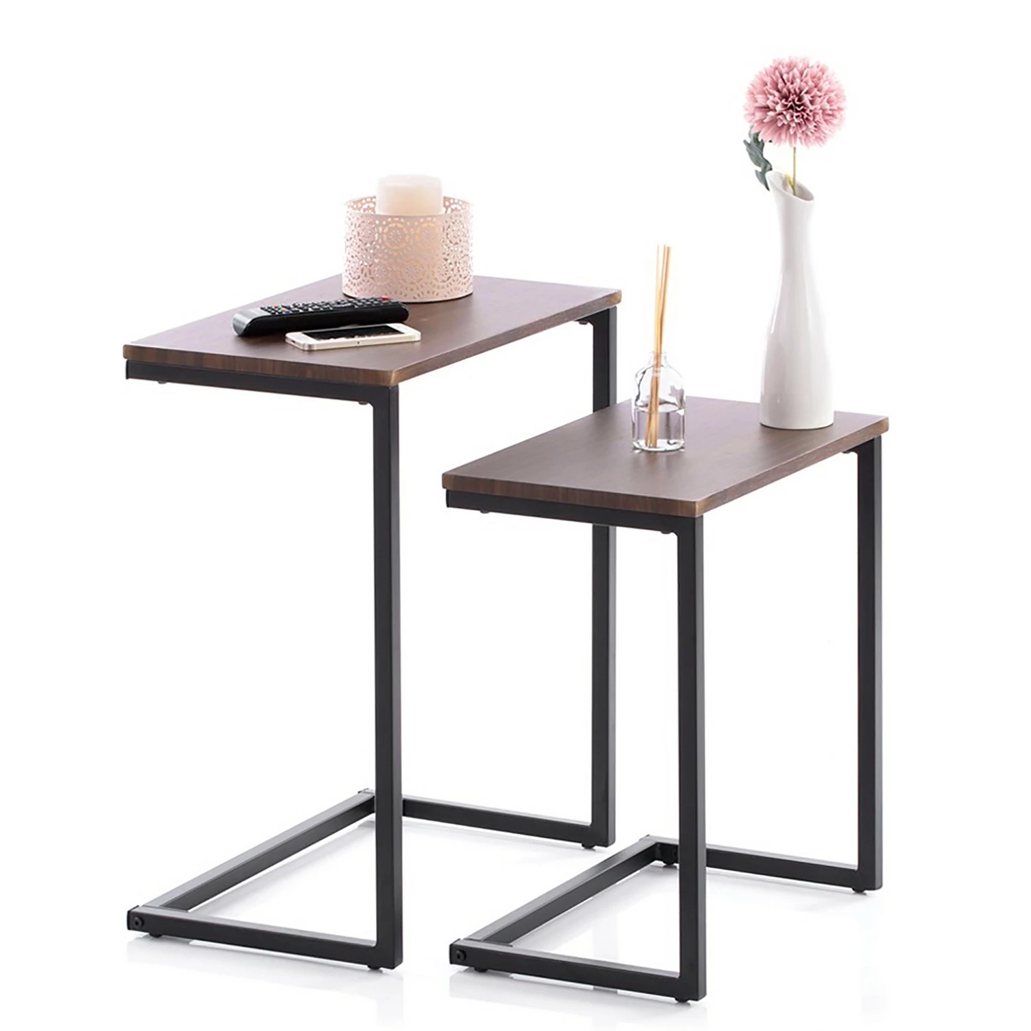 FLHF Beistelltisch Alt (2er-Set) - Walnuss Dekor 6 FLHF Beistelltisch Alt (2er-Set) - Walnuss Dekor – Bild 6