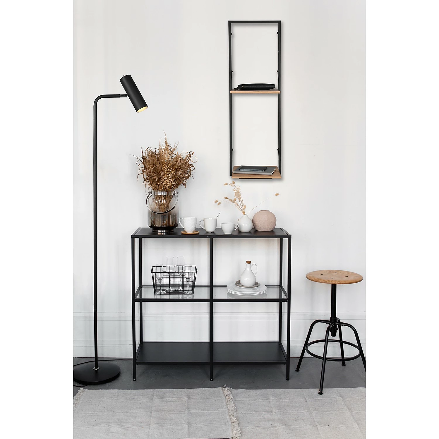 Red Living Wandregal Legno II - Inkl. Beleuchtung - Eukalytpus massiv / Metall - Eukalyptus / Schwarz 2 Red Living Wandregal Legno II - Inkl. Beleuchtung - Eukalytpus massiv / Metall - Eukalyptus / Schwarz – Bild 2