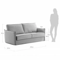 Loftscape Schlafsofa Gunn - Leinen - Leinen Blina: Hellgrau - Breite: 202 cm -Wohnzimmermöbel boutique en ligne 1000300388 211229 15023300965 SKETCH DETAILS P000000001000300388 sketch