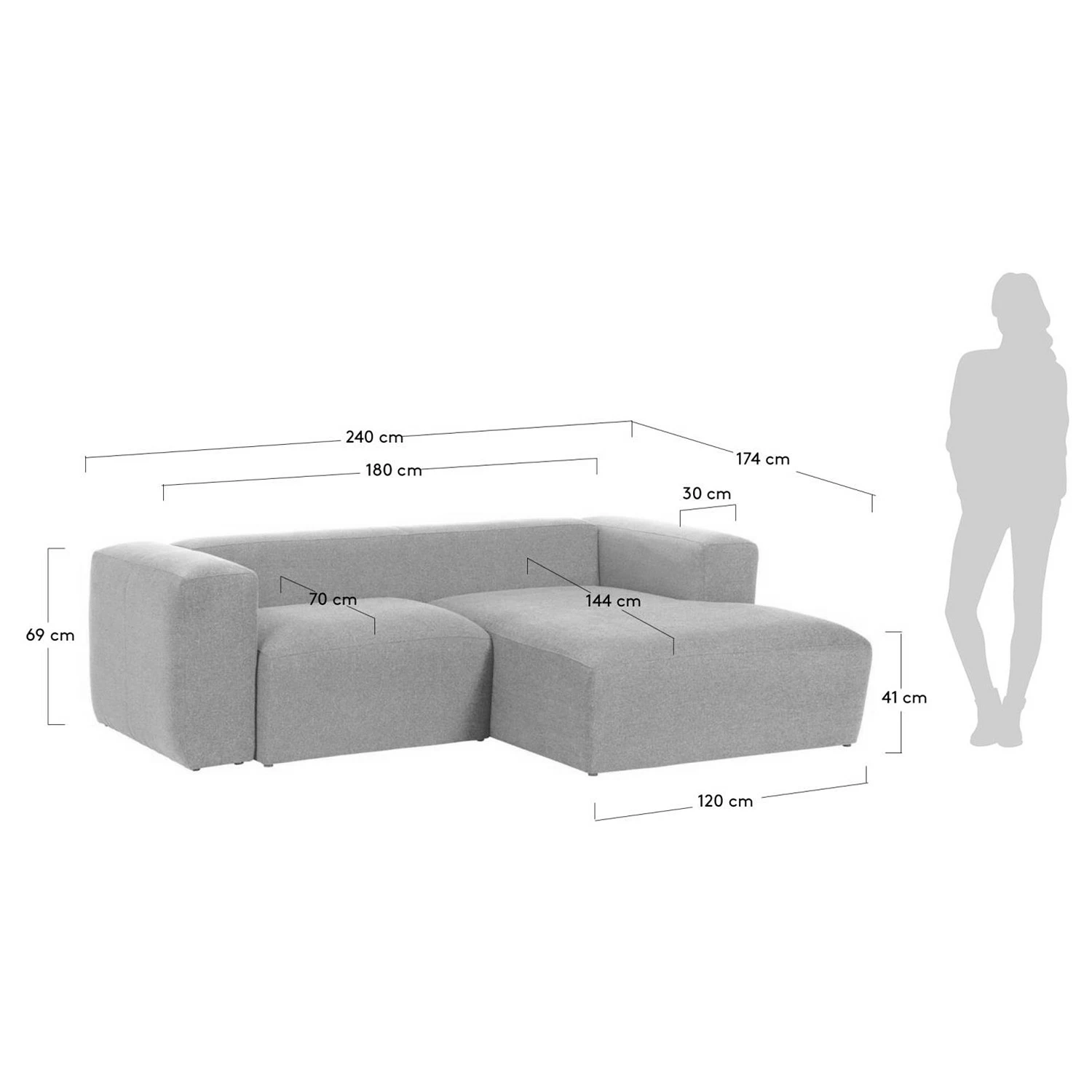 Loftscape Ecksofa Mandal II - Chenille Gratia: Beige - Longchair davorstehend rechts 12 Loftscape Ecksofa Mandal II - Chenille Gratia: Beige - Longchair davorstehend rechts – Bild 12
