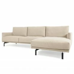 Loftscape Ecksofa Norfolk - Chenille Gratia: Beige - Longchair davorstehend rechts