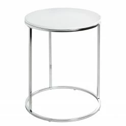Loftscape Beistelltisch Molac - Metall - Hochglanz Weiß / Chrom