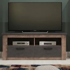 Trendteam TV-Lowboard Georgia - Dunkelgrau / Eiche Rustikal Dekor -Wohnzimmermöbel boutique en ligne 1000300847 211015 12542000048 MOOD DETAILS P000000001000300847 mood