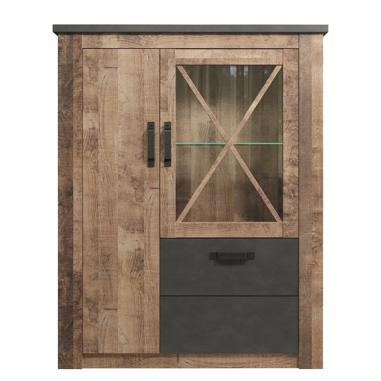 Trendteam Highboard Georgia - Dunkelgrau / Eiche Rustikal Dekor 6 Trendteam Highboard Georgia - Dunkelgrau / Eiche Rustikal Dekor – Bild 6