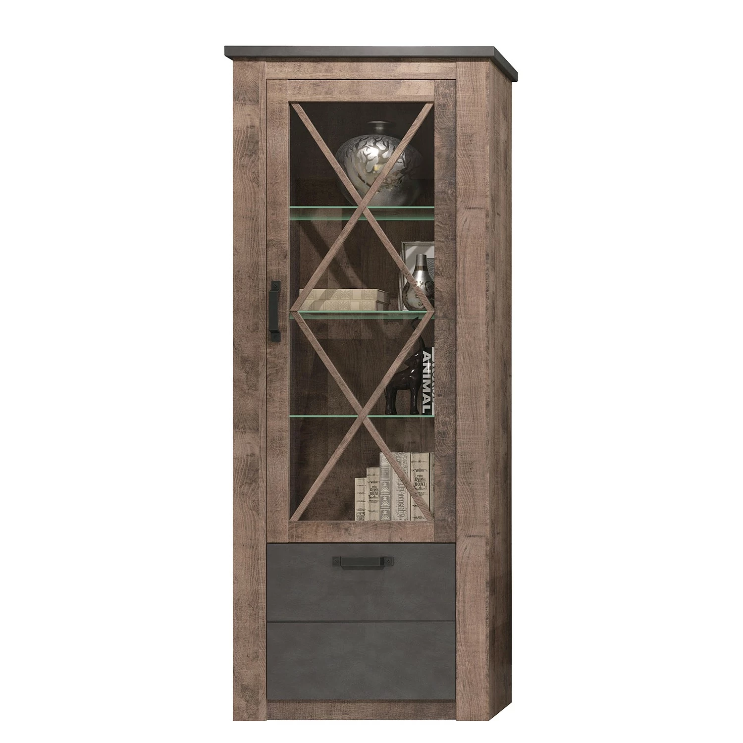 Trendteam Wohnwand Georgia (4-teilig) - Dunkelgrau / Eiche Rustikal Dekor 6 Trendteam Wohnwand Georgia (4-teilig) - Dunkelgrau / Eiche Rustikal Dekor – Bild 6