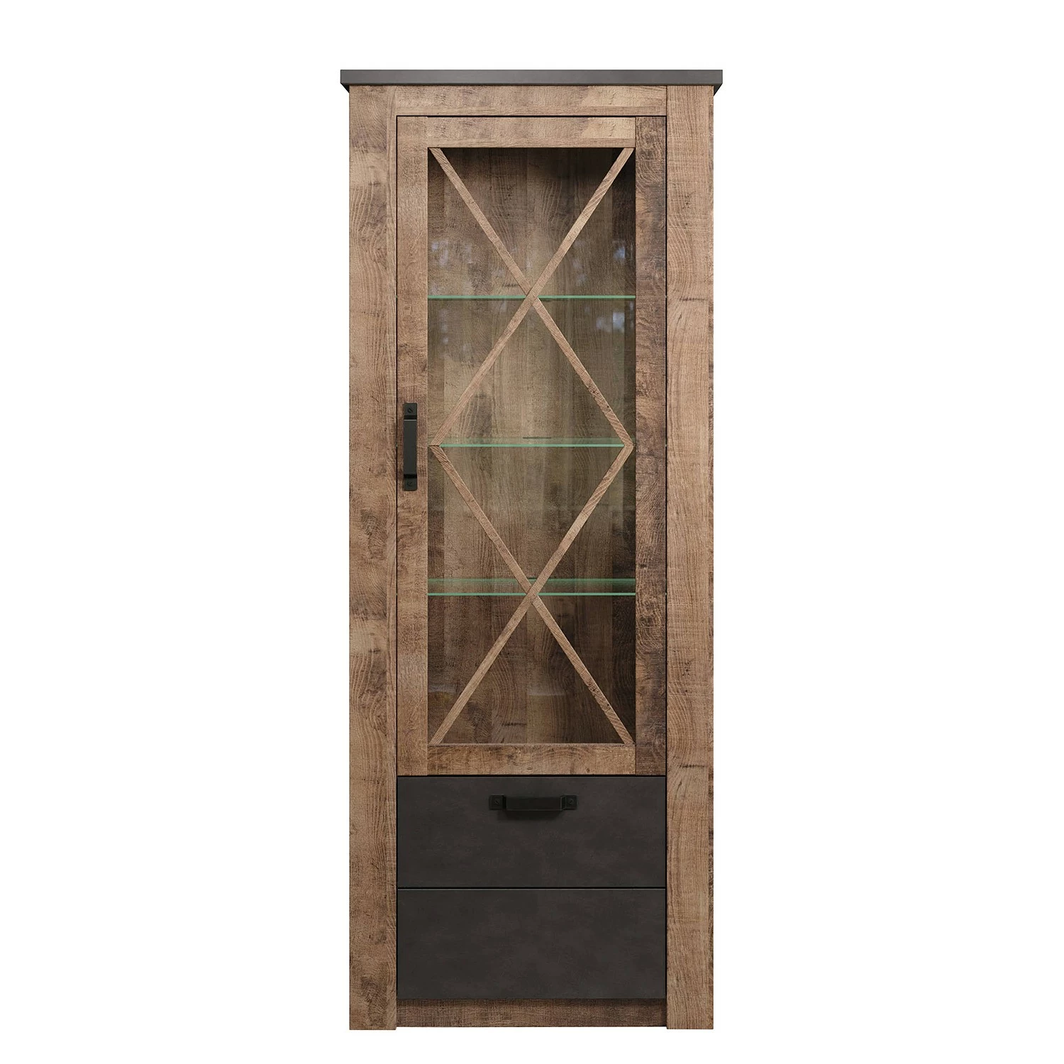 Trendteam Standvitrine Georgia - Dunkelgrau / Eiche Rustikal Dekor 6 Trendteam Standvitrine Georgia - Dunkelgrau / Eiche Rustikal Dekor – Bild 6