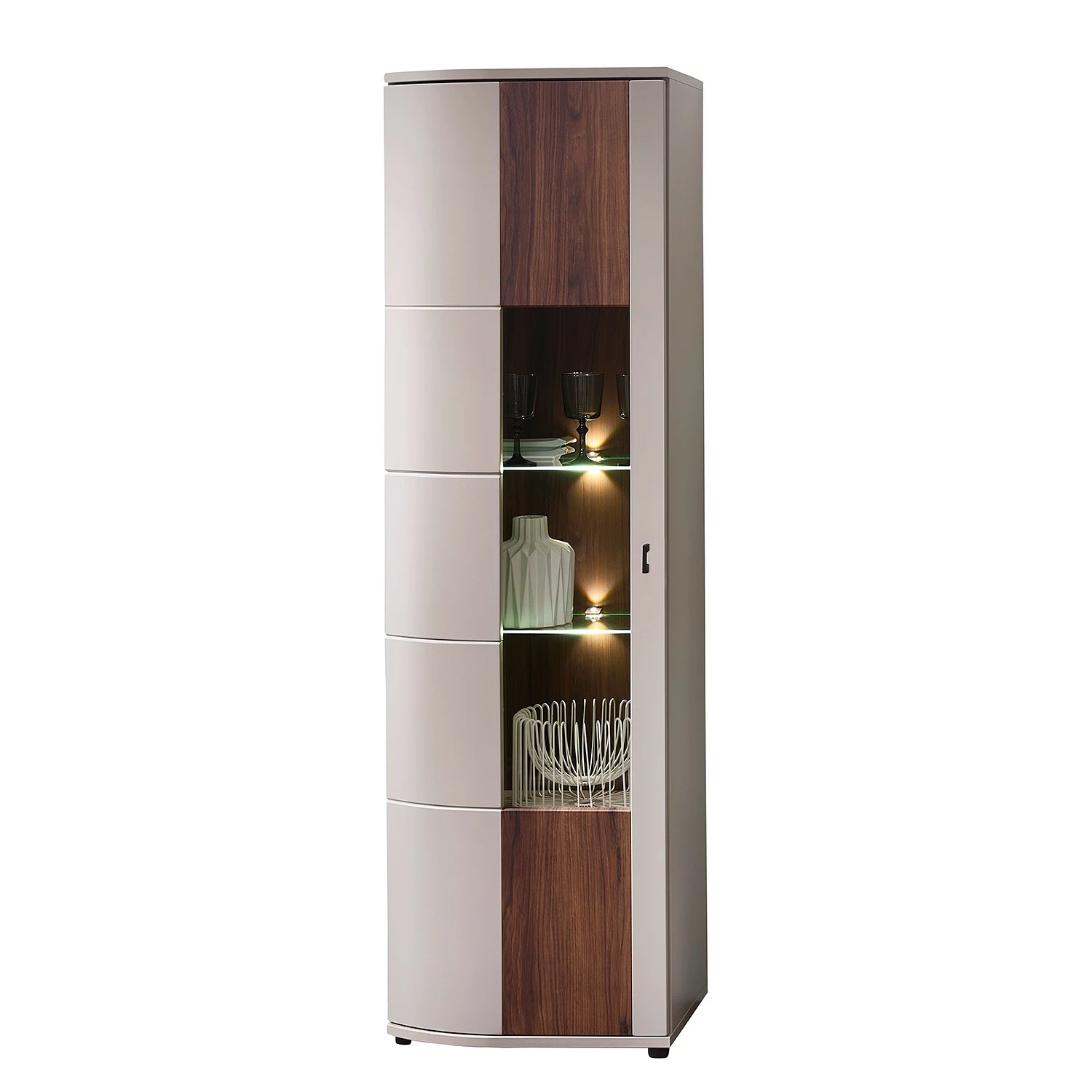 Loftscape Standvitrine Saida - Inkl. Beleuchtung - Kaschmir / Nussbaum Dekor 1 Loftscape Standvitrine Saida - Inkl. Beleuchtung - Kaschmir / Nussbaum Dekor