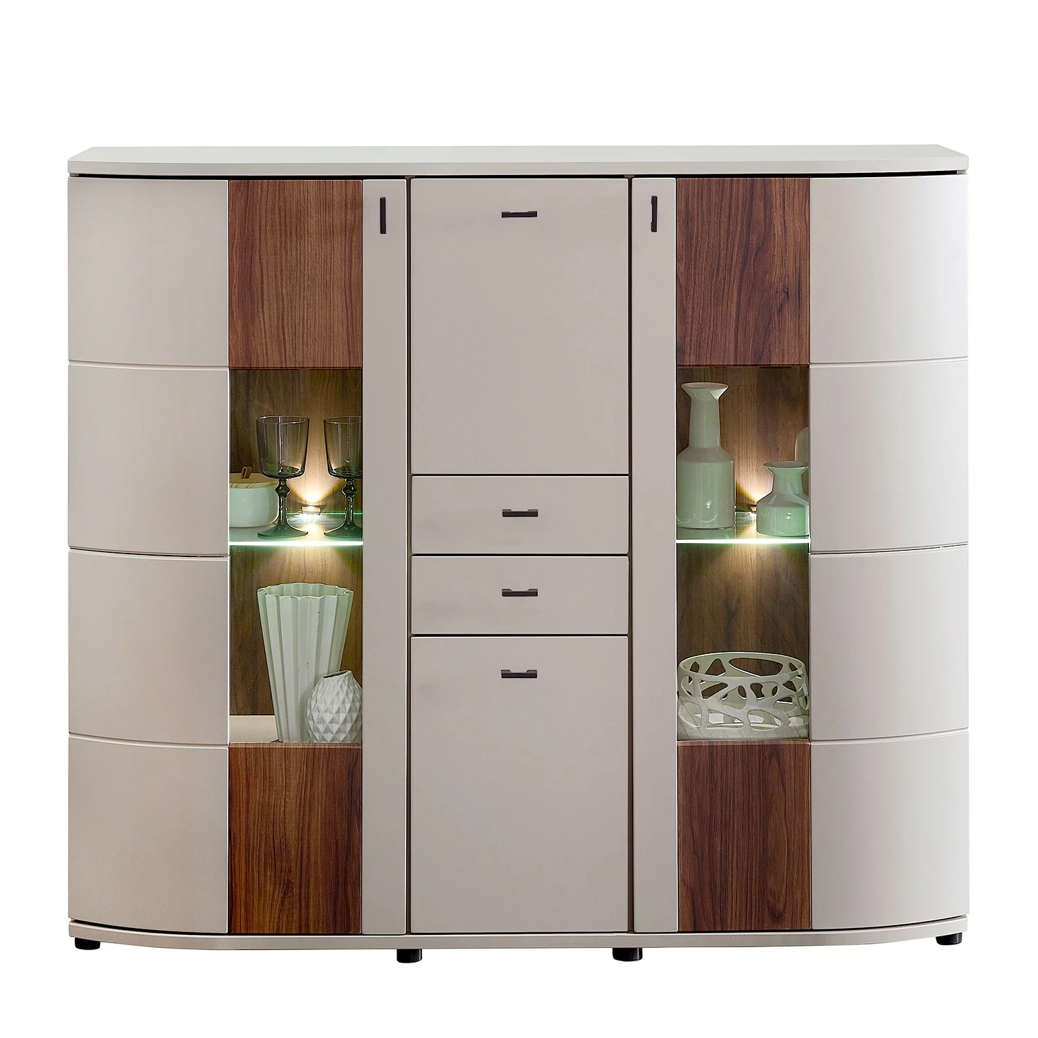 Loftscape Highboard Saida II - Inkl. Beleuchtung - Kaschmir / Nussbaum Dekor 1 Loftscape Highboard Saida II - Inkl. Beleuchtung - Kaschmir / Nussbaum Dekor