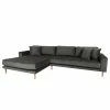 Loftscape Ecksofa Cordova I - Samt - Dunkelgrau - Ecke davorstehend links