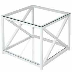 Loftscape Beistelltisch Empesos - Glas / Metall - Weiß