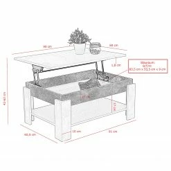 Fredriks Couchtisch Theban - Weiß / Beton Dekor -Wohnzimmermöbel boutique en ligne 1000306030 211028 135853000513 SKETCH DETAILS P000000001000306030 sketch