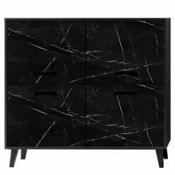 Jack & Alice Kommode Fintel I - Marmor Schwarz Dekor / Schwarz -Wohnzimmermöbel boutique en ligne 1000307056 211110 082346000116 DETAILS P000000001000307056
