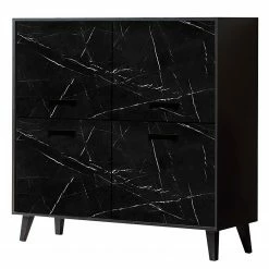 Jack & Alice Kommode Fintel I - Marmor Schwarz Dekor / Schwarz
