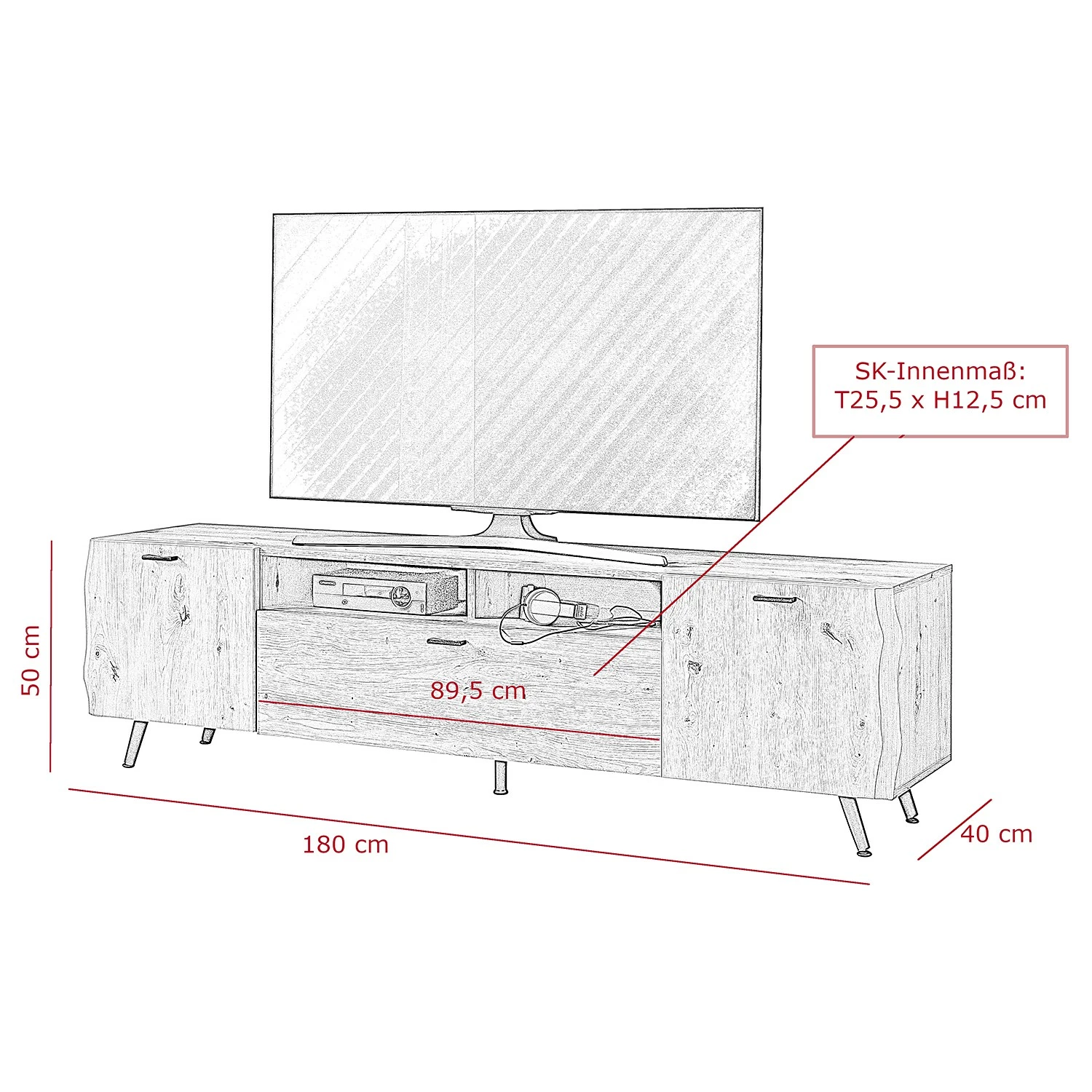 Ars Natura TV-Lowboard Dorchester - Eiche Artisan Dekor 6 Ars Natura TV-Lowboard Dorchester - Eiche Artisan Dekor – Bild 6