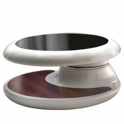 Loftscape Couchtisch Salbris - Glas / Fiberglas - Schwarz / Hochglanz Weiß