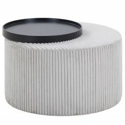 Norrwood Couchtisch Cup - Echtholzfurnier / Cord - Eiche Schwarz / Hellgrau